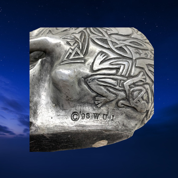 Vintage 1998 WUI Tribal Tattoo Skull Summit Collection Pewter Gothic Halloween - Picture 7 of 7